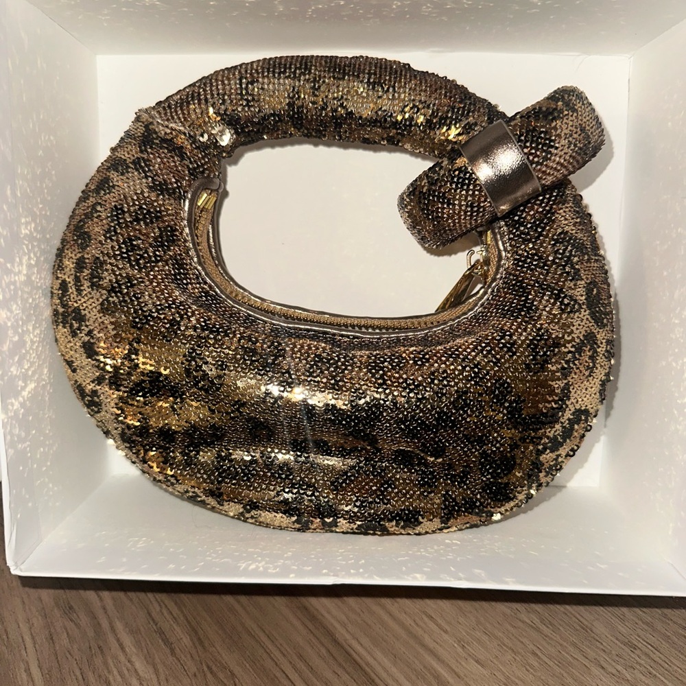JW Pei Leopard Print Sequin Women's Bag